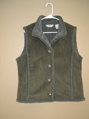 L.L.Bean Sherpa Lined Faux Suede Vest